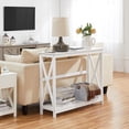 thumbnail image 5 of SSyao 2 Tier X-Design Console Table Sofa Side Table with Storage Shelf for Living Room Narrow Space, Entryway and Hallway-with Power Outlet-White, 5 of 10