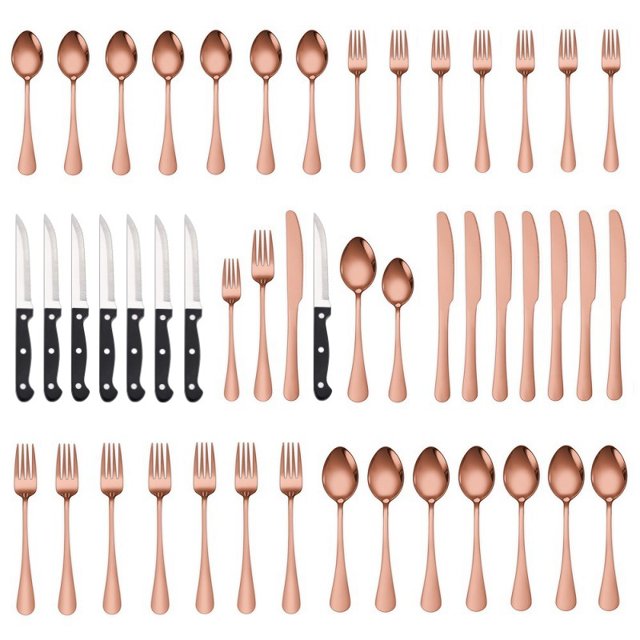 Juego de vajilla de acero inoxidable de 48 piezas, cuchillo para carne estilo occidental, cuchillo para la cena, cuchara principal para la cena, tenedor, cuchara de postre