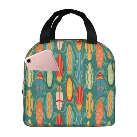 Insulated Lunch Bag for Women Men - colorful surf boards Leakproof Cooler Lunch Box for Women Men  Lunch Tote Bags for Work School Picnic Travel
