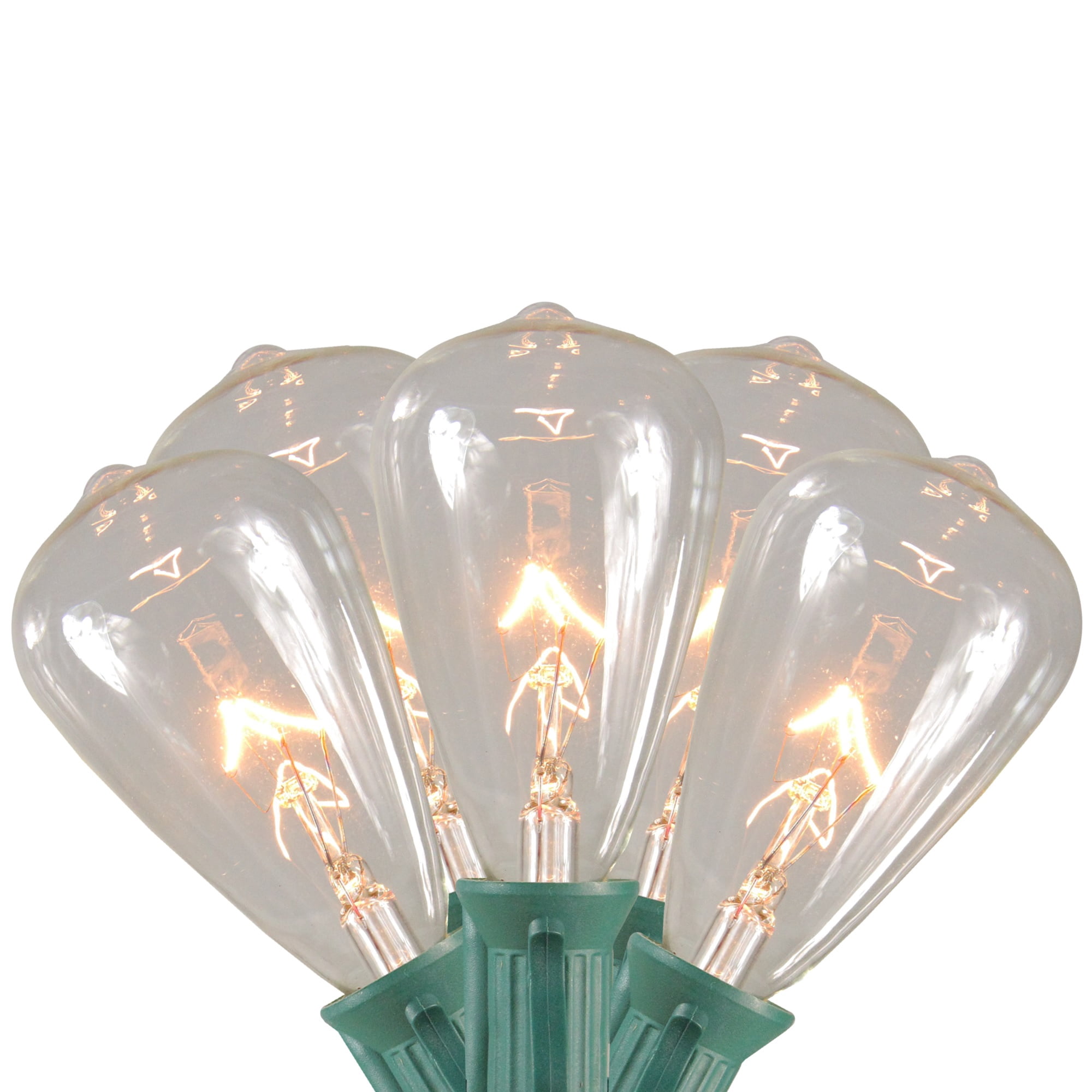 Northlight Edison Style ST40 Indoor Outdoor Patio Lights - Clear - 9' Green Wire - 10ct