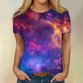 thumbnail image 4 of Texiao Women's 3D Galaxy Print T Shirts Glitter Shirts Blouse Fashionable Starry Summer Shirts Round Neck Short Sleeve Tops for Carnival Costumes, 4 of 6
