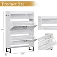 thumbnail image 2 of Shoe Cabinet with 2 Flip Drawers, 45" Freestanding Narrow Wood Shoe Storage Cabinet with Metal Legs and Hooks, Slim Shoe Rack Organizer for Entryway, Hallway, White, 2 of 16
