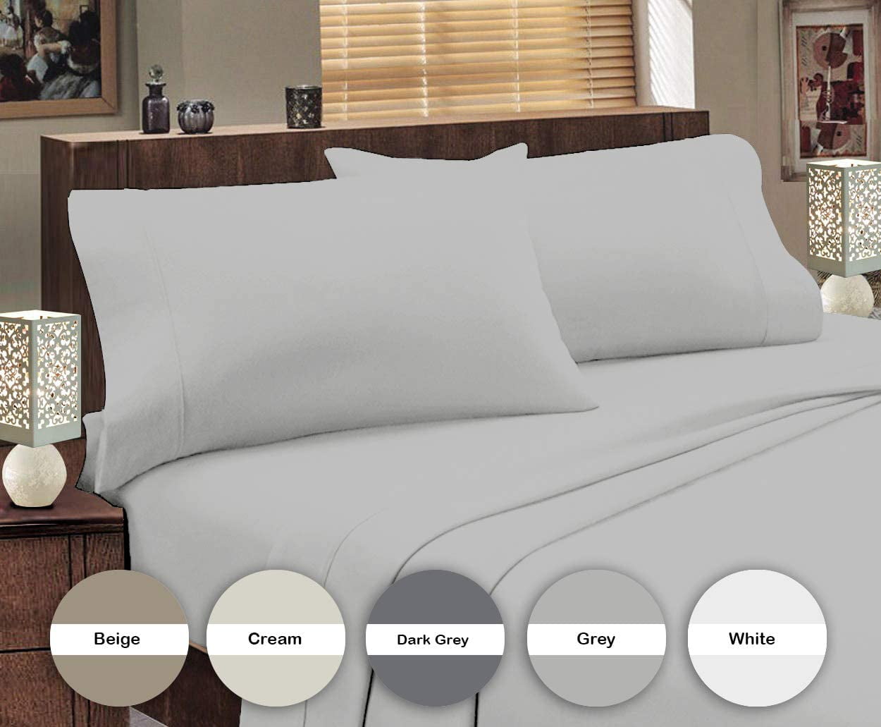 Lavish Touch Queen Flannel Sheet Set, 4 Piece Microfiber Sheet Set