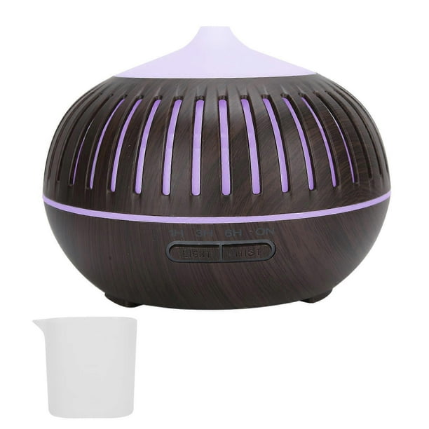 Household Aroma Diffuser Hollow Air Humidifier with Night Light Deep Wood Grain (110‑240V)EU Plug