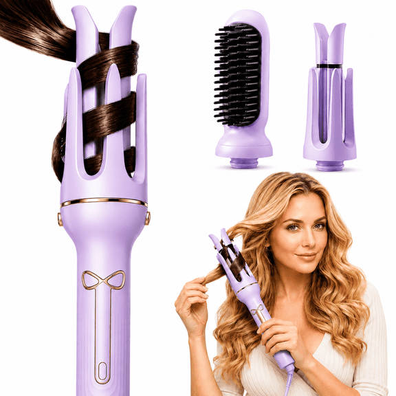 Automatic Curling Iron & Straightener Combo, 3-in-1 Hair Styling Tool with Large Wave Barrels, Beep Timer, and Anti-Scald Design for Salon-Like Results