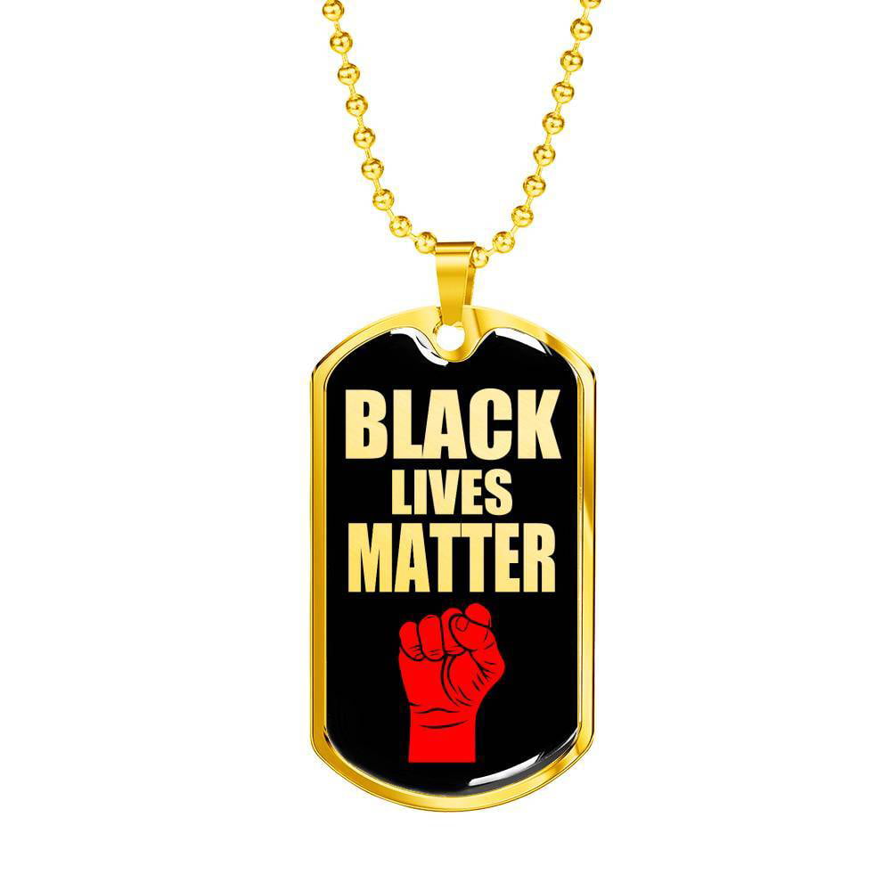 Stainless Steel or 18k Gold 24 Black Lives Matter Necklace Black Pride Jewelry 