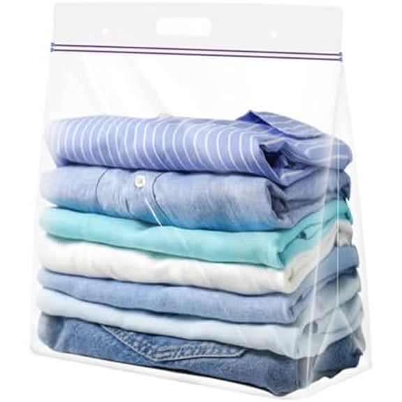 6 Pack 3 Gallon Heavy Duty Zip Storage Bags - 16"x18" 3-Mil Clear Reusable Bags with Handle & Bottom