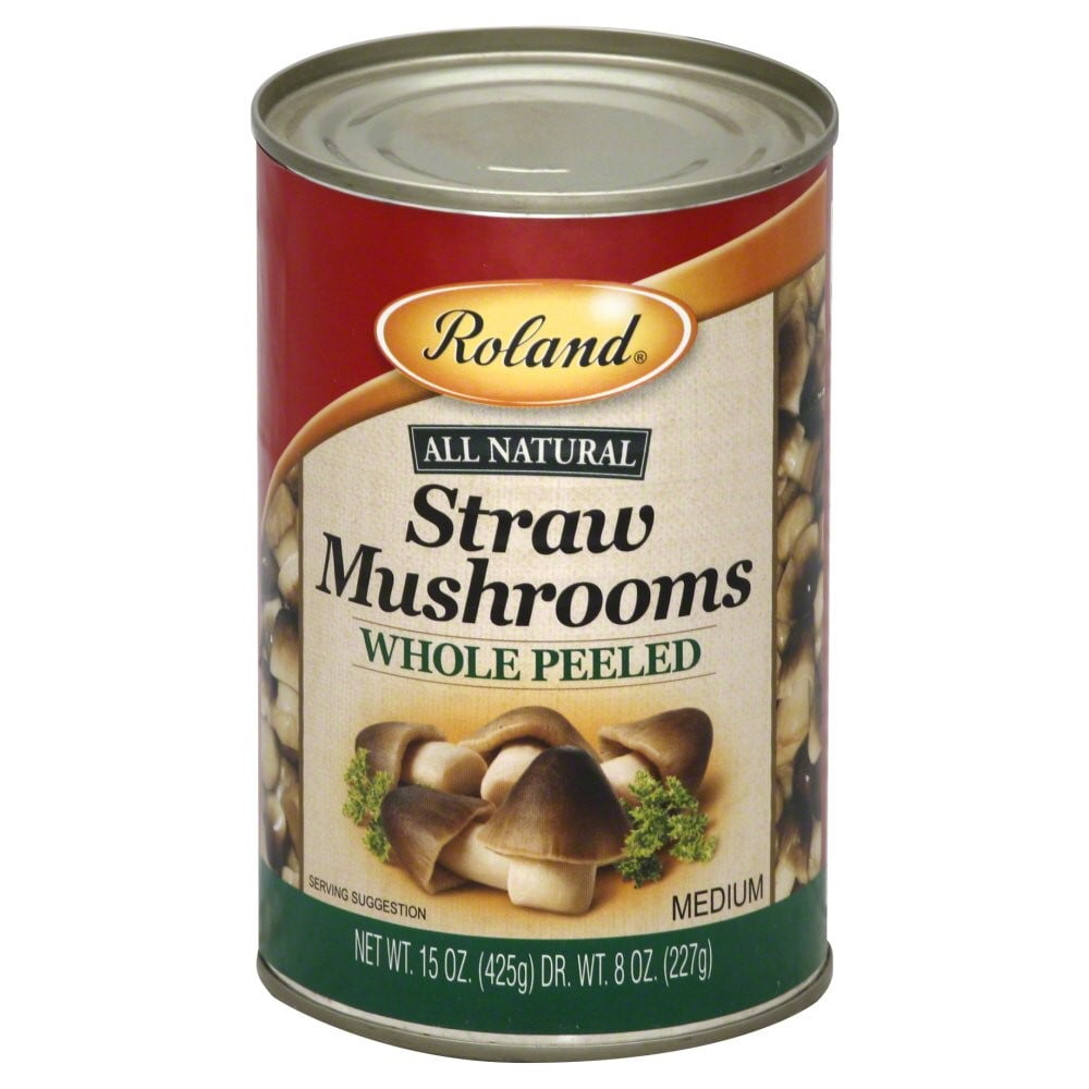 Roland Whole Peeled Straw Mushrooms, 15 Ounce Cans