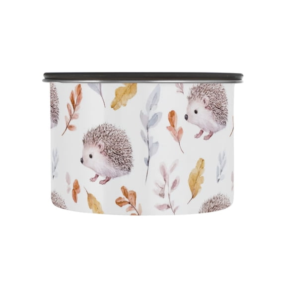 500ml Stainless Steel Food Storage Containers Watercolor Hedgehogs Pattern Airtight Kitchen Canisters with Vacuum Lid for Coffee Tea Flour Sugar Grains