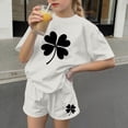 thumbnail image 5 of Fesfesfes Kids Outfits Girls St Patrick's Day Outfits Children's Boys Girls Short Sleeve Tops Short Pants Girls Clothes 2PCS Set, 5 of 6