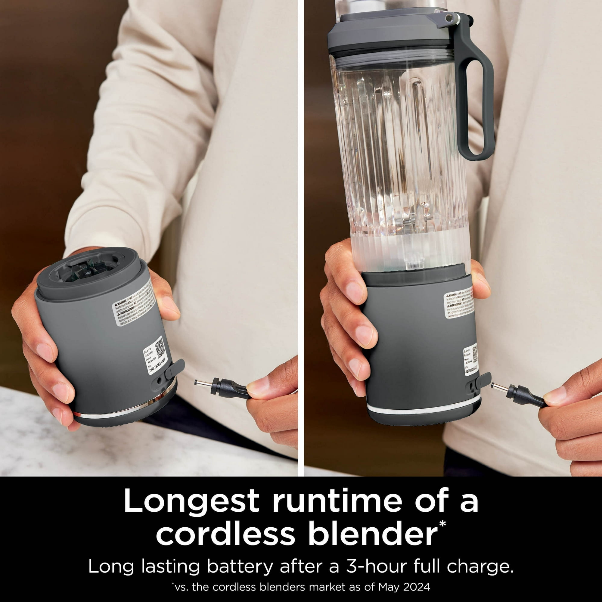 Restored Ninja BC200GY Blast Max Personal Cordless Blender, 3 Programs, 20 oz. Twist & Go Vessel, Gray (Refurbished)