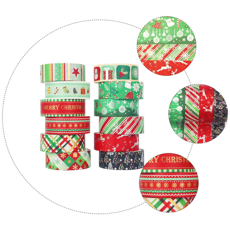 SEWACC 12 Rolls Christmas Washi Tape Christmas Decor Holiday Washi Tape  Wide Christmas DIY Washi Tape Washi Masking Tape Gift Wrapping Sticker DIY