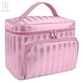 thumbnail image 2 of Gustave Large Capacity Travel Makeup Bag with Mirror, Portable Handle Cosmetic Case Pouch Waterproof Toiletry Organizer "Pink", 2 of 8