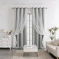 thumbnail image 6 of 2-in-1 Double Layer Star Lace Blackout Curtains, Thermal Insulated Soundproof Soft Sheer Liner, Light Blocking UV Resistant Easy Hang for Bedroom Living Room Nursery Home, Gray, 6 of 6