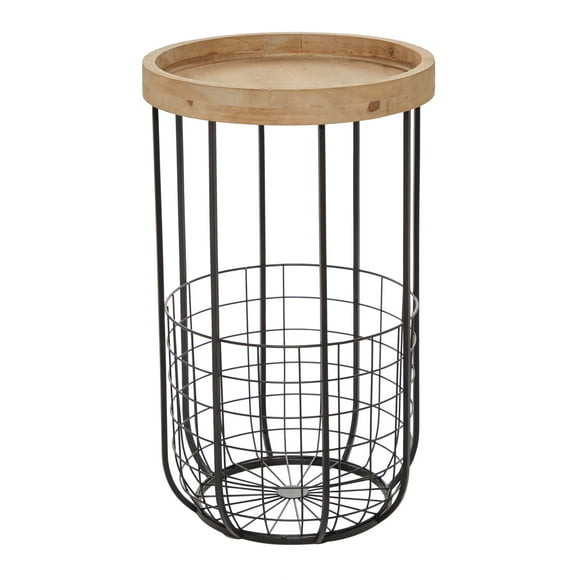 Wire Basket Table Wood Top
