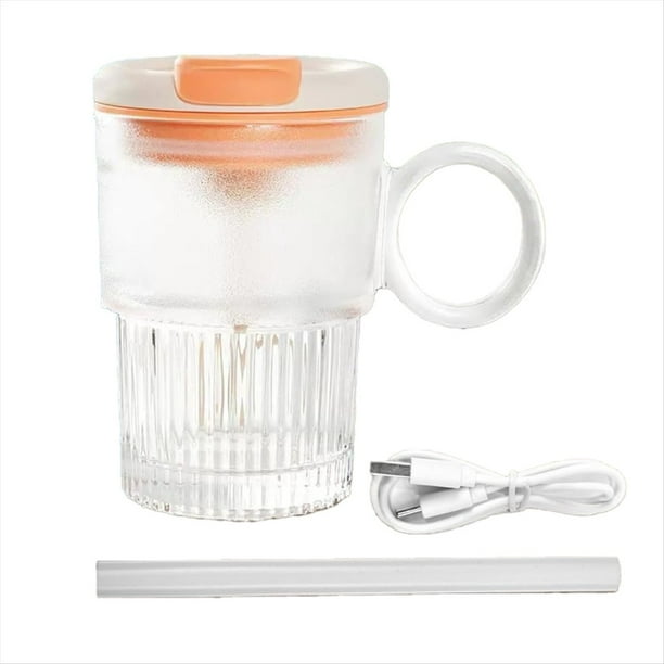 Mezcladora Automática - Mezcladora Eléctrica para Café con Pajita, Color Cian, para Batidos de Proteínas y Bebidas