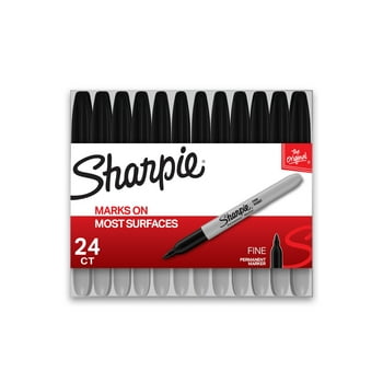 Sharpie Permanent Markers, Fine Point, Black, 24 Count