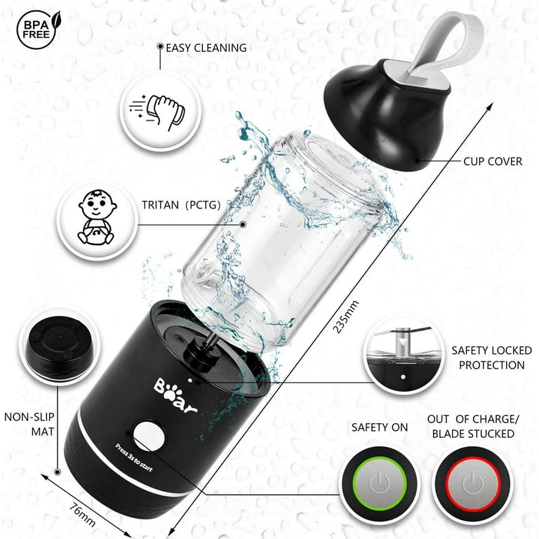 Bear Portable Blender with 11.84oz BPA Free Tritan Blender Bottles