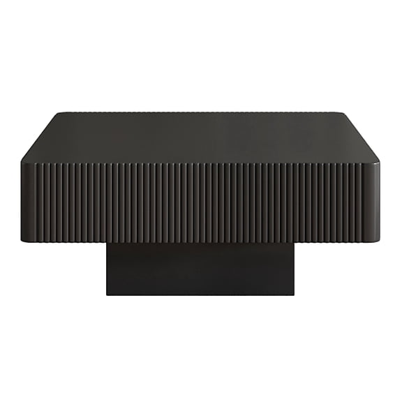 Kevinplus 31.6 inch Square Coffee Table with Sturdy Base, Modern Drum End Table for Living Room, Black