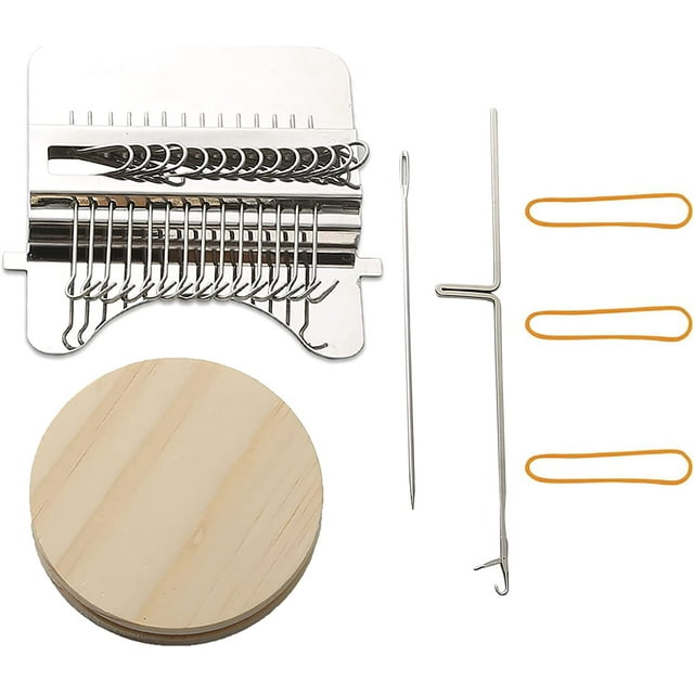 Herramienta para tejer, práctico kit de telar pequeño de 14 ganchos, adecuado para principiantes para reparar rápidamente jeans, reparar agujeros, ropa y calcetines de bricolaje