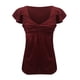 thumbnail image 4 of Blusa de manga corta con volantes informal sólida con cuello en V para mujer Fridja  qr5615, 4 of 5