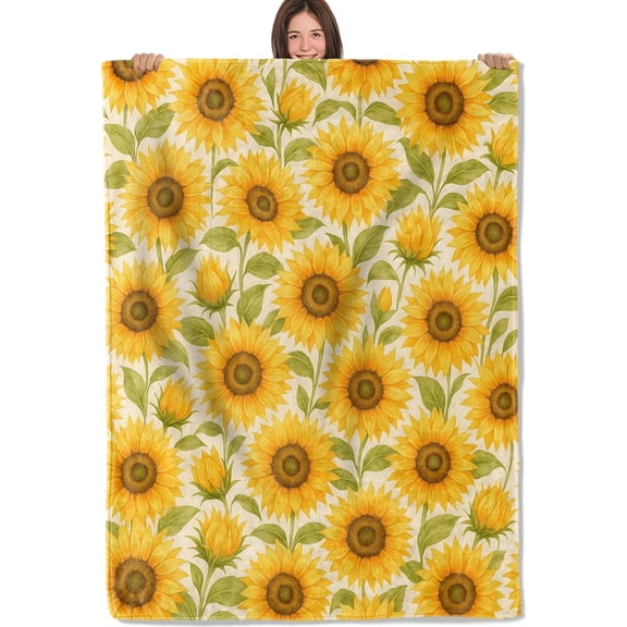 Bright Sunflower Blanket Soft Lightweight Flannel Throw Blanket for Living Room Bedding Travel Home Decor Cozy 60x80 Inch Blankets Gifts for Adults Kids Women Men