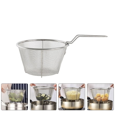 BESTYASH Small Stainless Steel Frying Basket - for Families, 1 Set Kitchen Cooking Tool