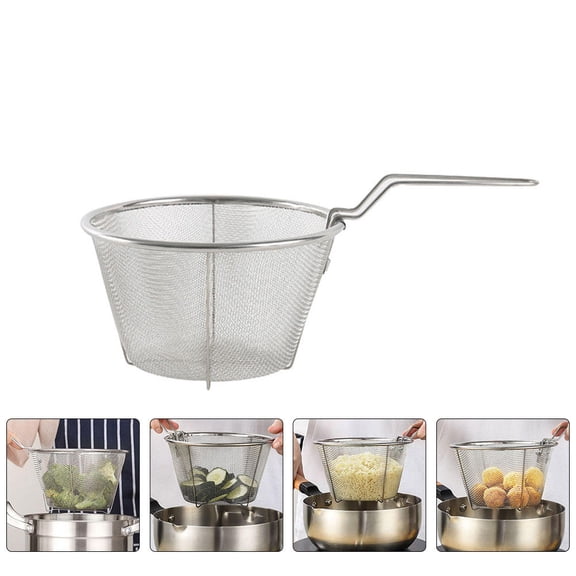 BESTYASH Small Stainless Steel Frying Basket - for Families, 1 Set Kitchen Cooking Tool