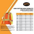 thumbnail image 6 of Pioneer 100% Cotton High Visibility Long Sleeve Shirt, Startech Reflective Tape, Orange, L, V1050850-L, 6 of 6