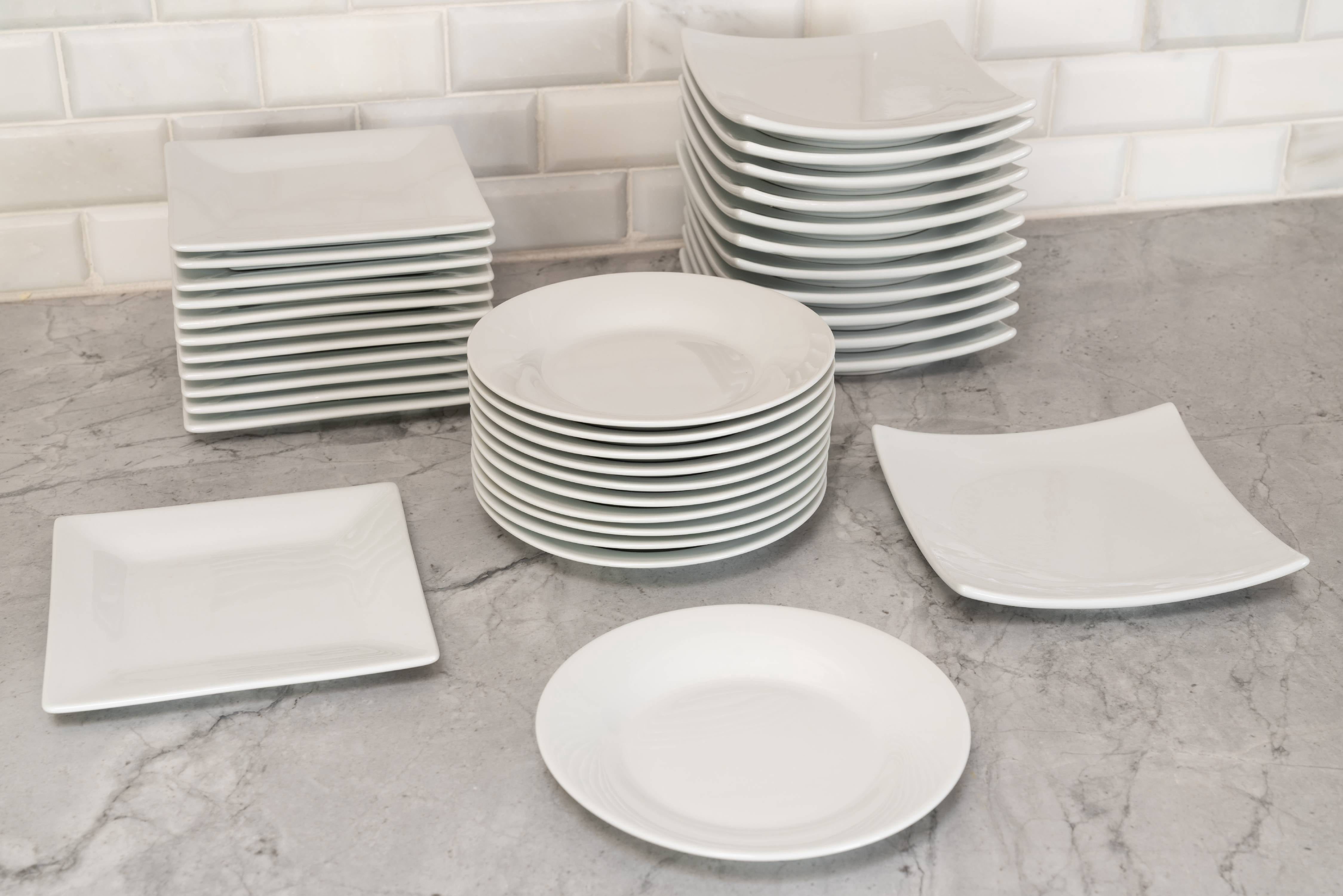 10 Strawberry Street Catering Pack 6" Square Ceramic Appetizer Plates, Set of 12