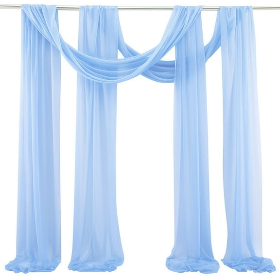 Summercome Blue Sheer Window Scarf, 2 Pcs Blue Sheer Window Scarf Curtains Valance, 216 inches Extra Long, Soft Textured Bed Canopy Scarf Curtains, Idea for Wedding Party Event Designs/Home Decor