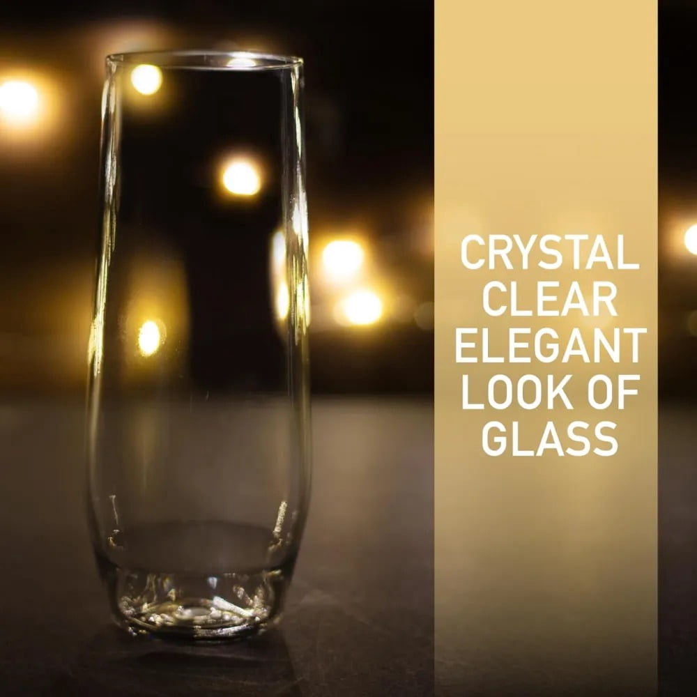 D'Eco Unbreakable 12 oz Champagne Flutes (Set of 8) - 100% Tritan Reusable Mimosa & Champagne Glasses - Perfect Cocktail Glasses for Hosting Parties Indoors & Out - Great Graduation Gift