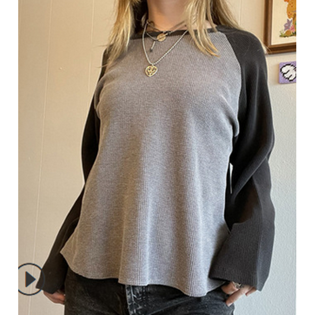 goowrom T-shirt Décontracté à Manches Longues et Coupe Ample pour Femmes, Mode, Raglan à Col Rond à Couleurs Contrastées, Chandail