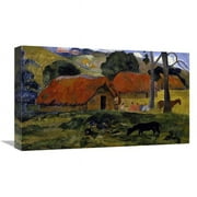 Global Gallery  22 in. Dog Canine in Front of the Hut - Le Chien Devant La Hutte Art Print - Paul Gauguin