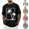 thumbnail image 5 of Chiccall Mens Plus Size T Shirts Summer Beach Short Sleeve Crew Neck Casual Tropical Graphic Tees Tops White ②, 5 of 5
