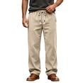 thumbnail image 3 of Men's Corduroy Joggers Trousers Elastic Waist Drawstring Multi-Pocket Straight Leg, Casual Athletic Work Pants, Lightweight Breathable Running Hiking Daily Wear, Outdoor | JASKFLY,Khaki XL, 3 of 9