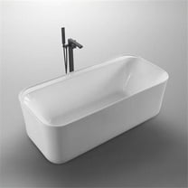 Bellaterra Home BA6860B 67 in. Freestanding Acrylic Deep Soaking Bathtub, Glossy White -77 gal