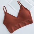 thumbnail image 2 of Padded Bra Women Bra Wire-Free Underwear Pullover Bra Everyday Underwear Wrap Chest No Underwire Bras V-Neck Padded Bra Feature Hook and Eye Closure Longline Bra Style Y-430 , Brown One Size, 2 of 2