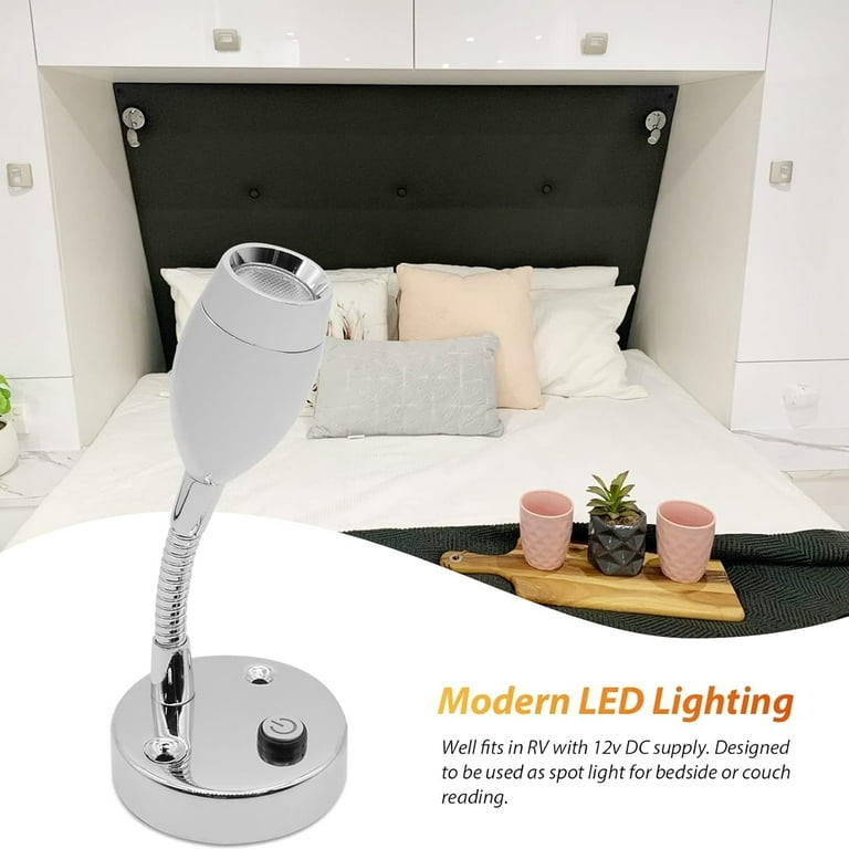 12V RV LED Reading Lights Chrome Finish Blue Cool White Set of