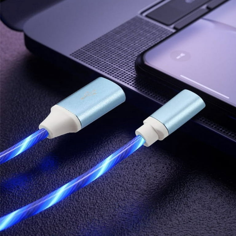 Flowing LED Lights USB-C (Type-C) Charge and Sync Cable - Blue 