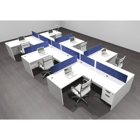 Six Person Modern Accoustic Divider Office Workstation Desk Set, #OF-CPN-SPRB61