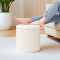 thumbnail image 7 of PINPLUS Small Storage Ottoman with Tray Collapsible Foot Rest Stool Seat for Living Room White,Sherpa Fabric, 7 of 7