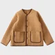 thumbnail image 3 of Abrigo de algodón de rayas verticales finas japonesas de otoño e invierno sin cuello de doble cara para hombre y mujer, 3 of 3
