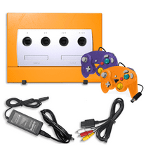 Restored Nintendo Gamecube Orange Game Console with 2 Retrofam Orange and Indigo Controllers (Refurbished)