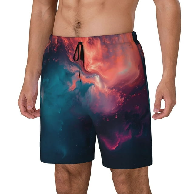 Saiise Cosmic Paint Swirl for Mens Swimming Trunks Swim Trunks Quick Dry Swim Shorts with Mesh Lining Funny Swimwear Bathing Suits-Large