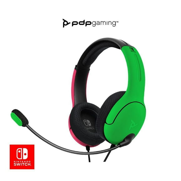 PDP Gaming LVL40 Wired Stereo Gaming Headset with Noise Cancelling Microphone: Nintendo Switch - Pink & Green, Nintendo Switch
