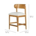 thumbnail image 4 of Beautiful Drew Counter-Height Stools by Drew Barrymore, Warm Honey Finish with Striped Fabric, 2 Pack, 4 of 14