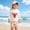White, variant on Boys Swimsuits 3-Piece UV 50 Long Sleeve Cute Printed Rash Guard Swim Trunks with Sun Hat Quick Dry Beach Pool Swimwear