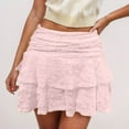 thumbnail image 2 of vigerkar Womens Lace Mini Skirt Y2k Low Waist Flowy Skirts Layered Pleated Ruffle Skirt Sexy Streetwear Pink, L, 2 of 4