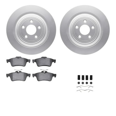 Dynamic Friction Company Rear Geospec Brake Rotors with 5000 Euro Ceramic Brake Pads includes Hardware 4612-20007